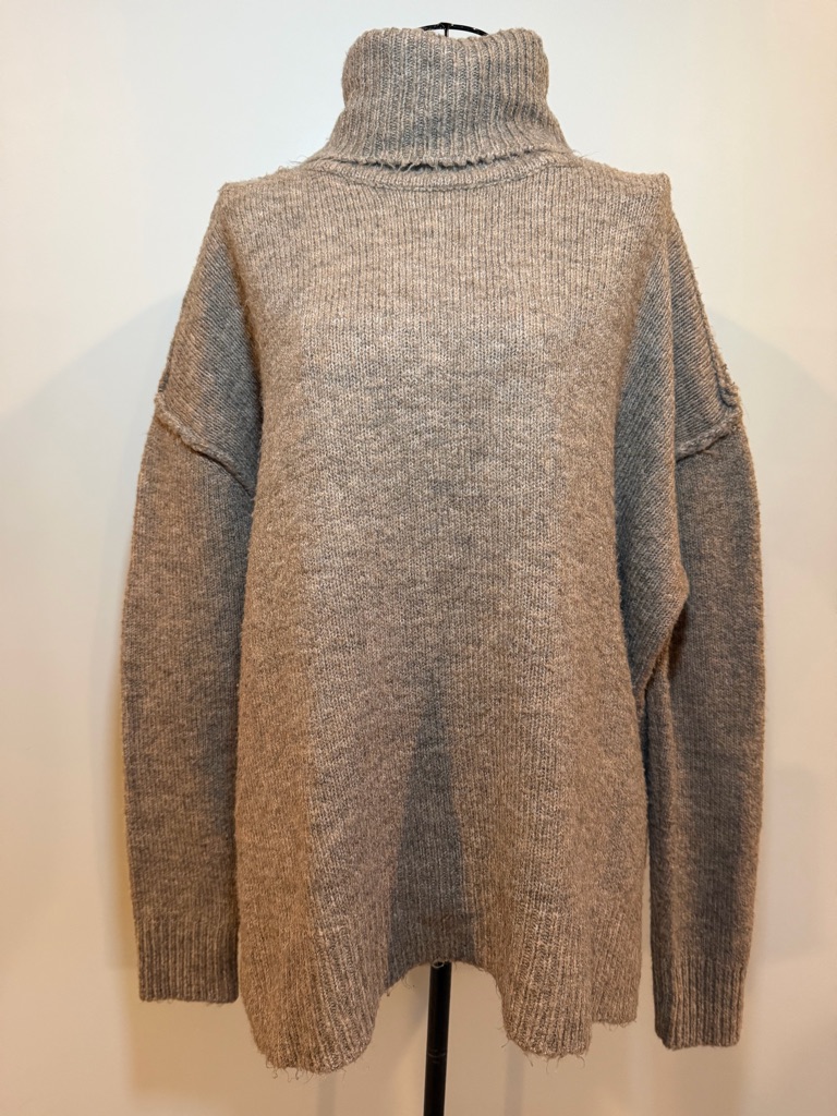 Fifteen Twenty Oversized Turtleneck Sweater In Heather Gray/Beige